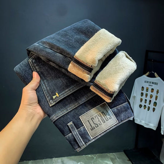 Calças vintage cinza azul high street ins jeans slim fit calças retas americanas hiphop masculinas