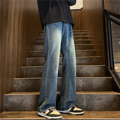 calça jeans reta estilo streetwear