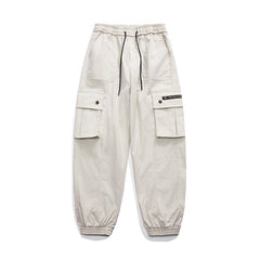 calça larga masculina estilo cargo com multi bolsos high street