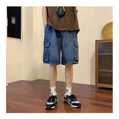 shorts largo masculino com multiplos bolsos estilo streewear