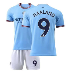 Wholesale 22-23 Manchester City jersey home and away two away No. 9 Harland adult children's football suit suit on behalf of