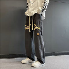 Jeans largas retas soltas retrô americanos masculinos primavera e outono marca hiphop espumado