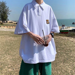 camisa polo larga com ursinho bordado