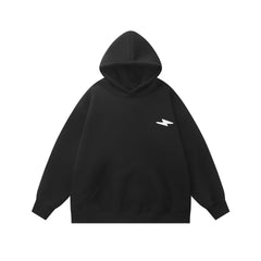 moletom largo masculino com sinal de mãos nas costas estilo high street