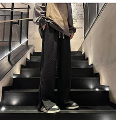 calça larga solta casual estilo Hong Kong waffle pocket masculina primavera e outono marca retrô high street