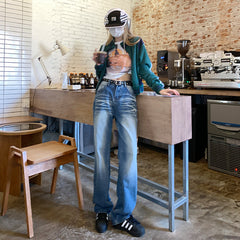 jeans feminino solto e fino