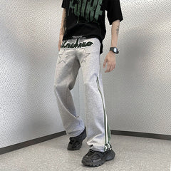 calça reta esportiva com letras high street