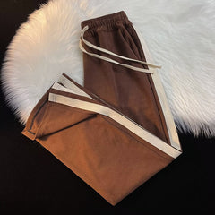 calça larga reta estilo de esportes casual com laço pra amarrar