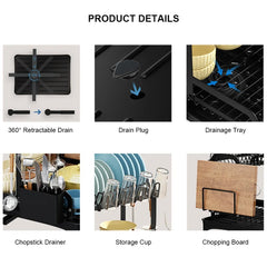 Prato De Secagem Com Suporte De Pauzinho, Tigela E Suporte De Copo, Organizador De Pia De Cozinha, Acessórios De Tábua De Corte