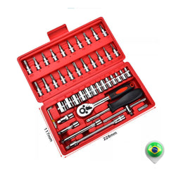 Ferramenta 46 Unidades Catraca Soquetes com Maleta