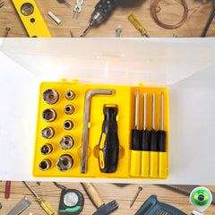 Ferramentas 20 Peças Chave Fenda Soquetes 1/4 E Maleta