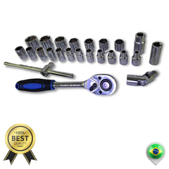 Jogo Soquetes 37 Peças 8 A 32mm Kit De Ferramentas Completo