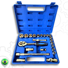 Jogo Soquetes 22 Peças 10 A 32mm Kit De Ferramentas Completo