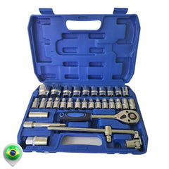 Jogo Soquetes 32 Peças com 8 A 32mm Kit De Ferramentas Completo