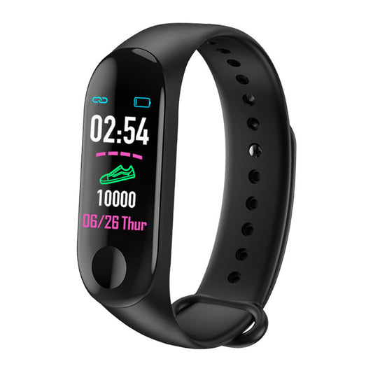 Pulseira inteligente bluetooth m3 de tela colorida multifuncional frequência cardíaca pressão arterial pedômetro esportivo prova d'agua
