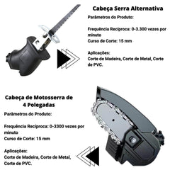 KIT Completo 8 em 1 Multiferramentas 6 Cabeçotes e Acessórios com Maleta