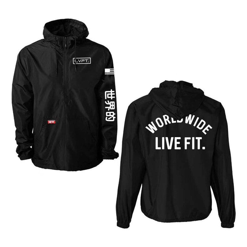 Jaqueta masculina com capuz e meio zíper