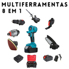 KIT Completo 8 em 1 Multiferramentas 6 Cabeçotes e Acessórios com Maleta