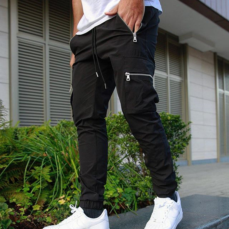 calça cargo elastica masculina com multiplos bolsos