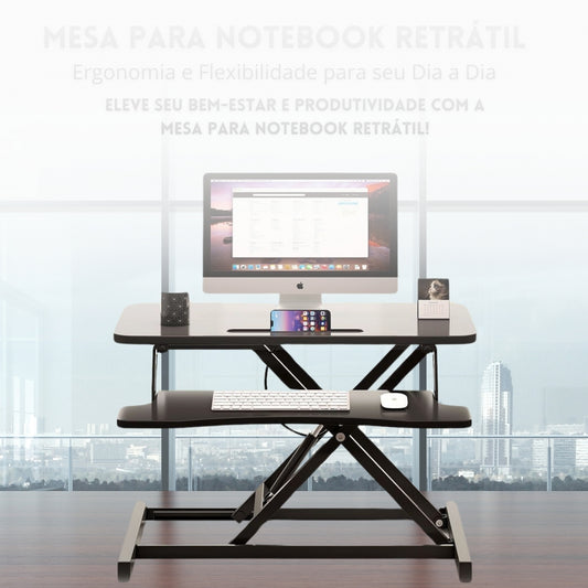 Mesa para Notebook com Elevação Pneumática Ajustável Suporte Portátil para Maior Conforto e Produtividade