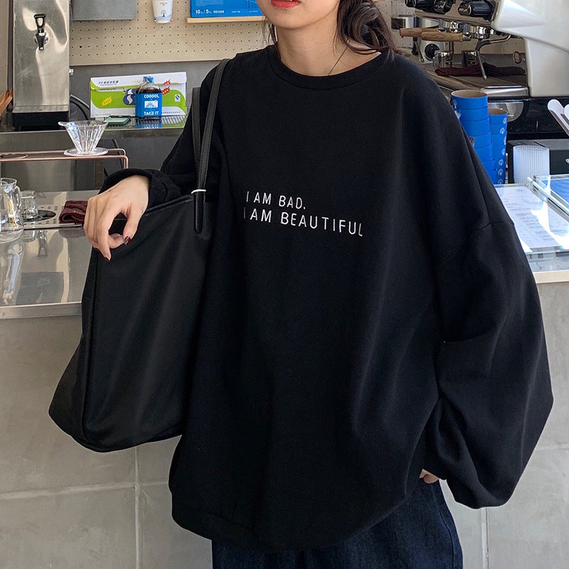 moletom feminino seção fina Outono e inverno soltas roupas coreanas suéter feminino estudante feminino top