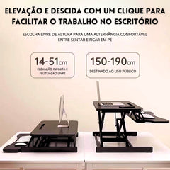 Mesa para Notebook com Elevação Pneumática Ajustável Suporte Portátil para Maior Conforto e Produtividade