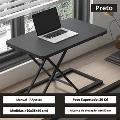 Mesa para Notebook com Elevação Pneumática Ajustável Suporte Portátil para Maior Conforto e Produtividade