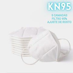 KIT10  Máscara  Kn95  BRANCA c/5 Camadas +95% Proteção   10UNI.