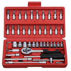 46 pçs conjunto de soquete ferramenta de reparo do carro catraca chave inglesa conjunto chave de fenda chave de fenda chave de fenda profissional kit de ferramentas de metalurgia