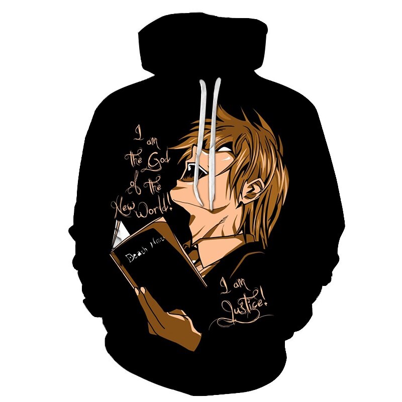 moletom de Death Note estampado com o ''L'' ''Kira'' e seu ''Shinigami''