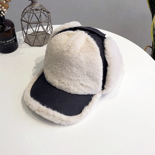 Novo boné de beisebol feminino de pelúcia para o inverno, moda romântica, chapéu de esqui de inverno unissex, ajustável