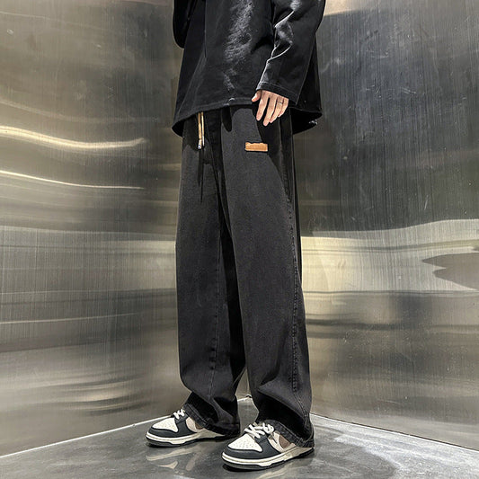 calça jeans reta estilo streetwear