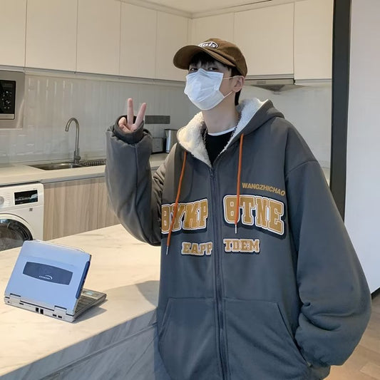 blusa de frio cardigã com capuz de veludo