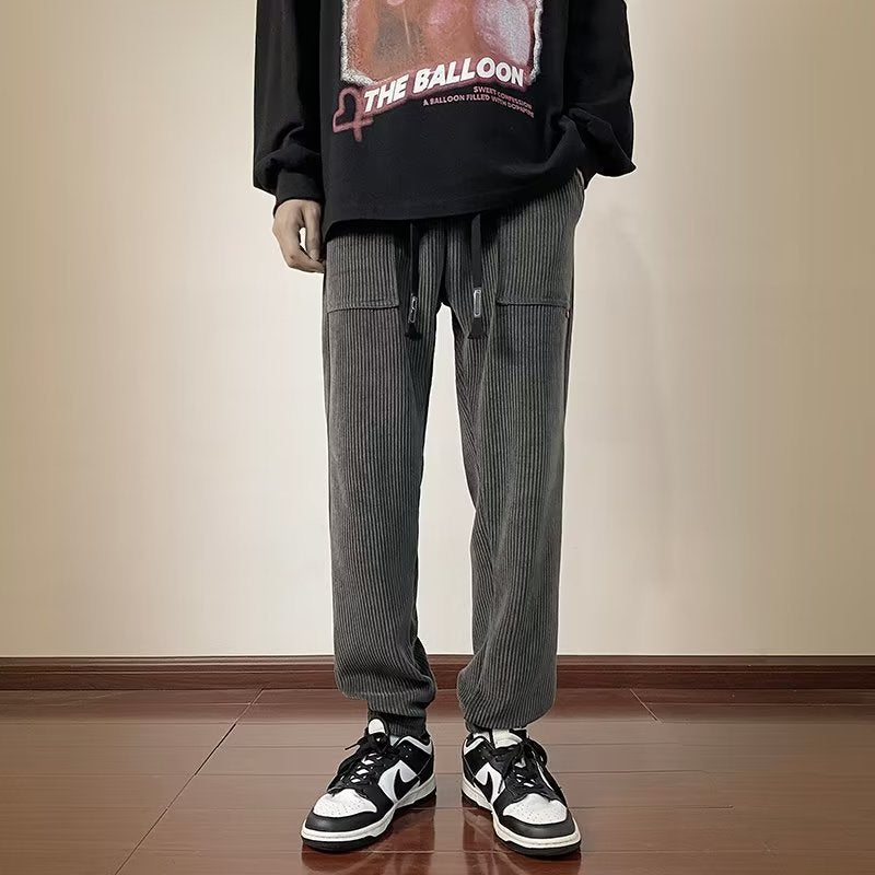 Calças retrô masculina japonesas de veludo verão estilo coreano calças casuais da moda estilo Hong Kong