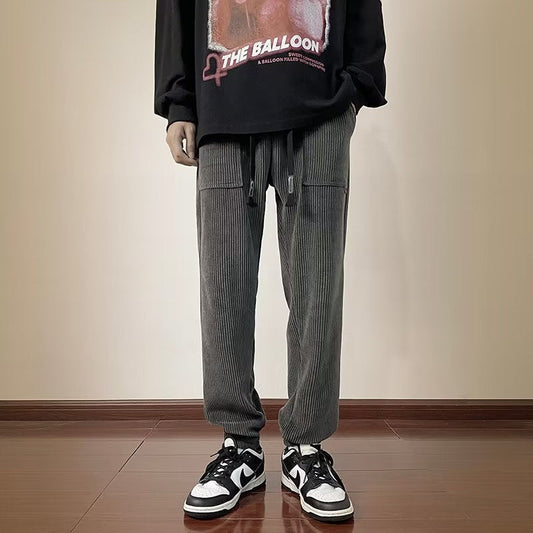 Calças retrô masculina japonesas de veludo verão estilo coreano calças casuais da moda estilo Hong Kong