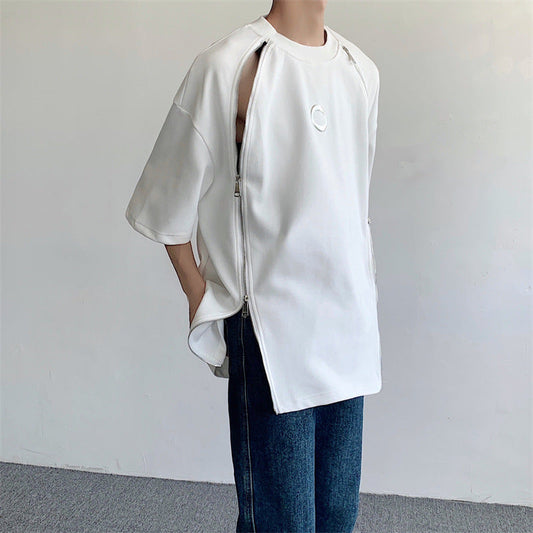 Camiseta larga de manga curta masculina esportiva