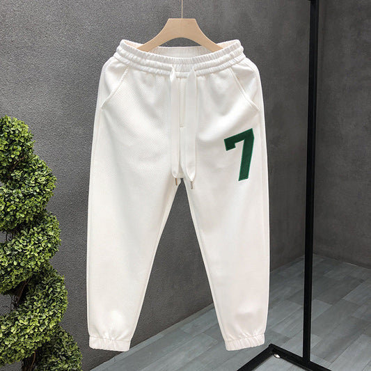 calça larga de moletom com ''7'' estampado estilo streetwear