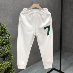 calça larga de moletom com ''7'' estampado estilo streetwear