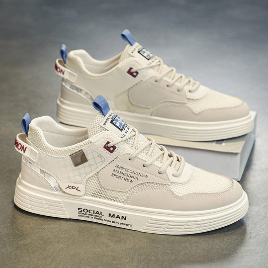 sapato masculino de sola grossa respirável versátil de malha estilo high street