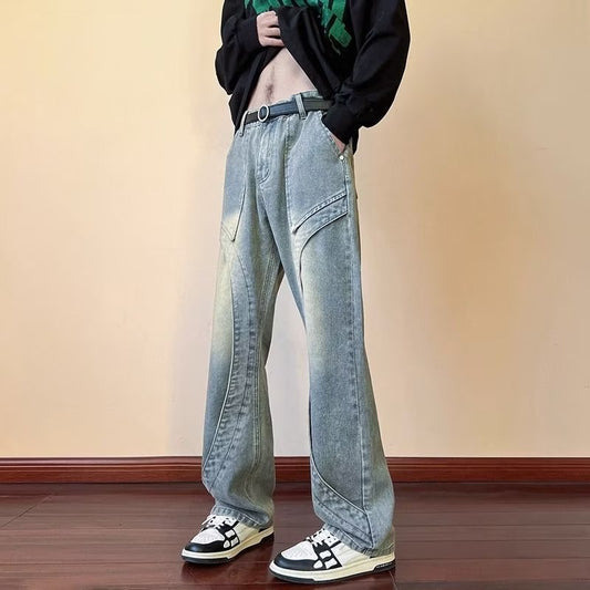 calça jeans masculina reta estilo high street