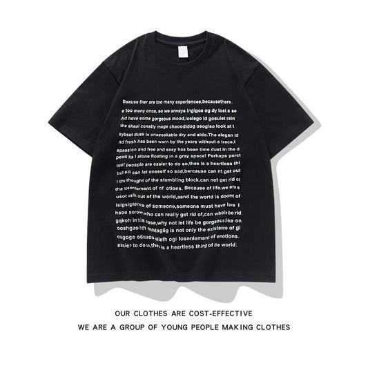 camisa larga com texto motivacional das costas