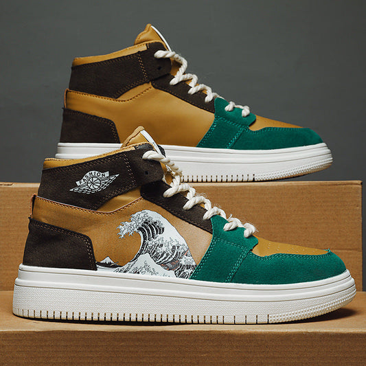 sapato esportivo de cano médio estilo high street de sola reta