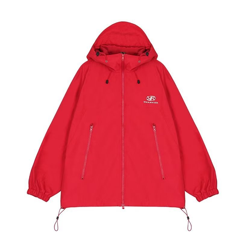 jaqueta de dupla camada com zíper e capuz estilo high street