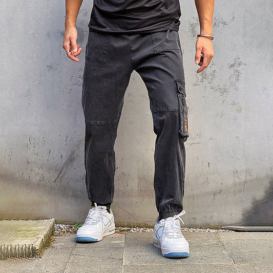 calça larga masculina casual moda respirável versátil