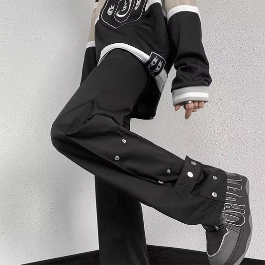 calça cargo primavera e outono masculino casual moderno marca high street americano retrô ruffian bonito japonês solto