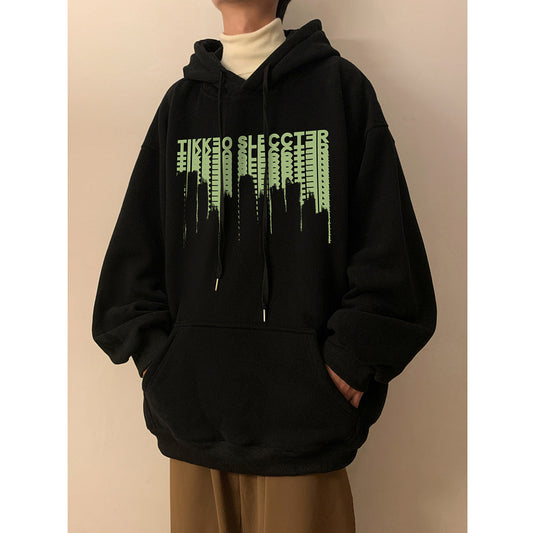 moletom com capuz masculino de Outono e inverno com estampa estilo high street