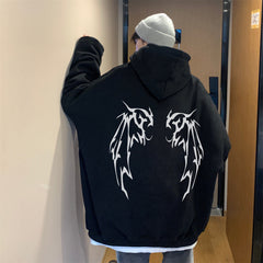 moletom com capuz masculino com asas estampada estilo high street