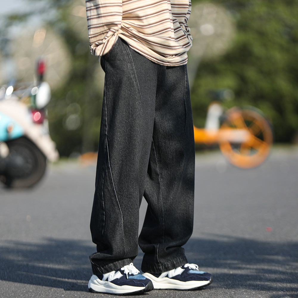 calça jeans larga estilo streetwear