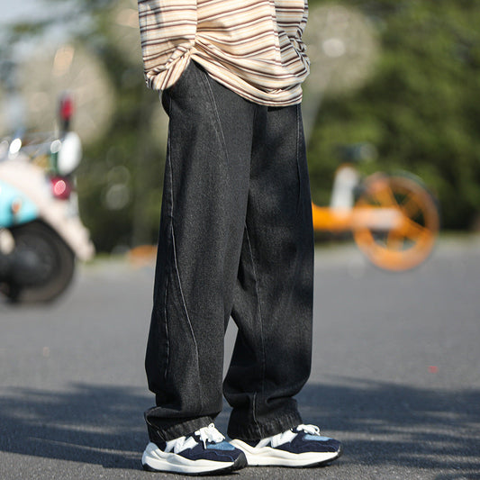 calça jeans larga estilo streetwear