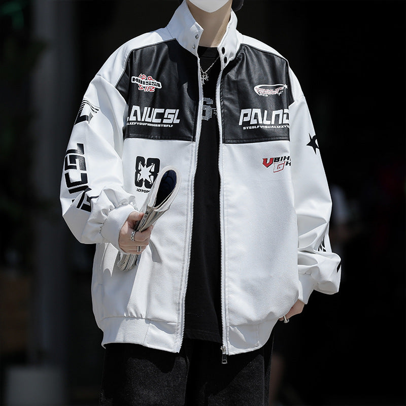 jaqueta esportiva masculina high street com letras estampadas